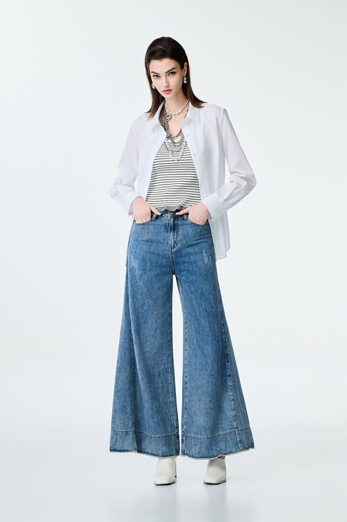 Distress Detail Wide Leg Jeans,Season (SS) Look
