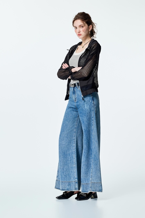 Distress Detail Wide Leg Jeans,Season (SS) Look