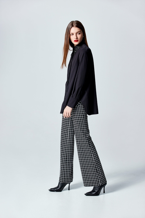 Plaid Straight Cut Pants,Bell-bottoms,Bell-bottoms,Bell-bottoms