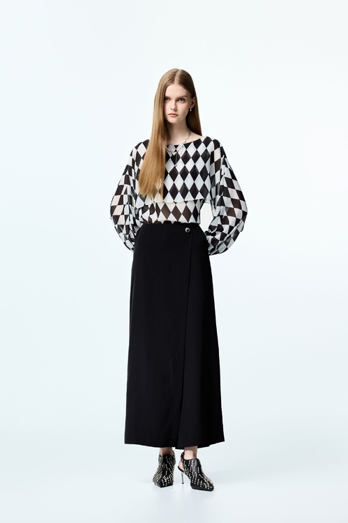Front Panel Wide Leg Pants,Black pants
