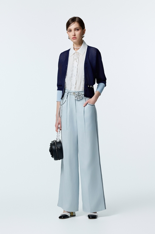 Light Blue High Waist Wide Leg Pants,Culottes,Culottes