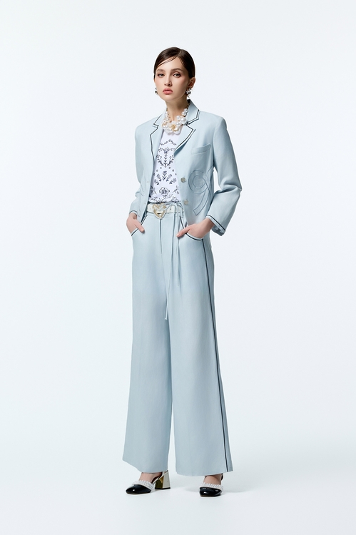Light Blue High Waist Wide Leg Pants,Culottes,Culottes