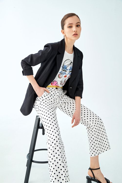 Polka Dot Front Slit Pants,summer-special