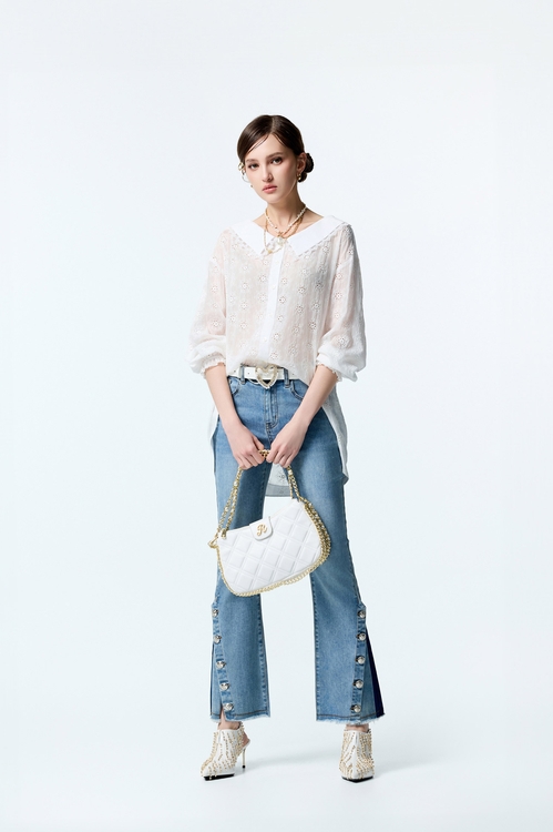 Stylish Hemming Detail Boot Leg Jeans,pants,Pants