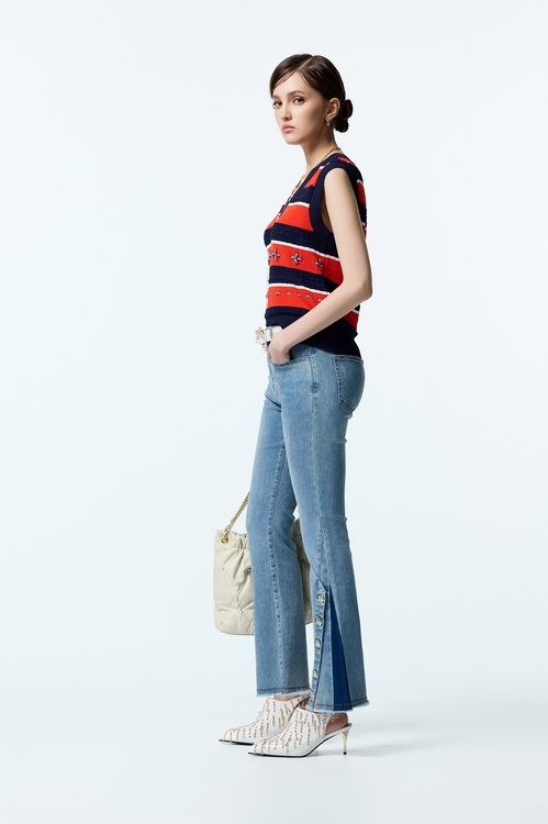 Stylish Hemming Detail Boot Leg Jeans,pants,Pants