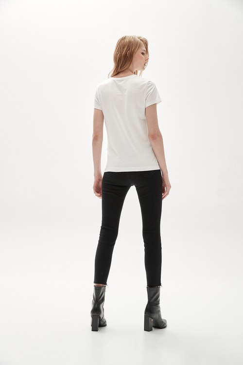 Slim-Fit Black Jeans With Fray Hem,Denim pants