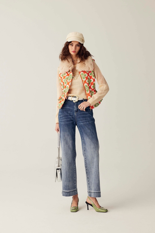 Two Tone Wide Leg Jeans,Wide-leg jeans