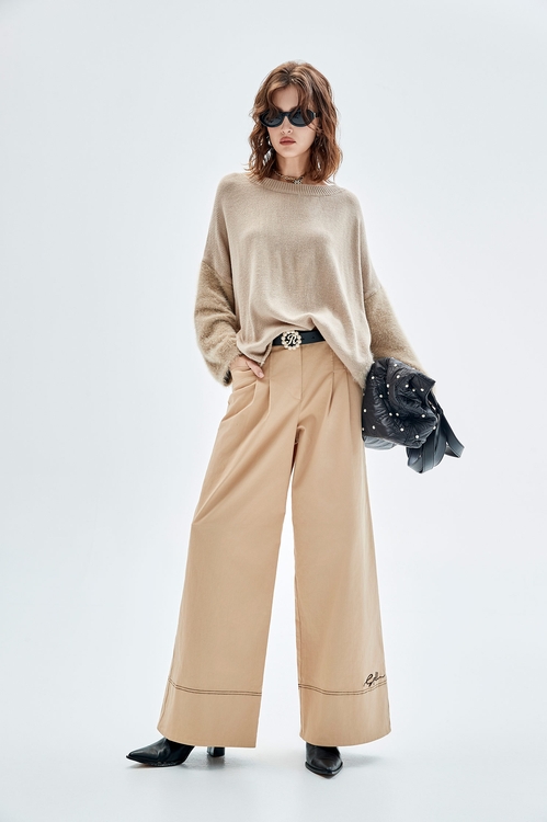 Embroidery Slogan Wide Leg Pants,Culottes,Culottes