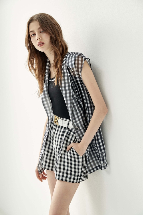 Checkered Shorts With Fold-Up Cuffs,Back To Classic