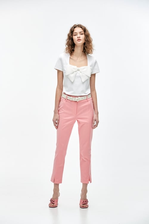 Pink Slim Fit Pants,Skinny pants,Skinny pants