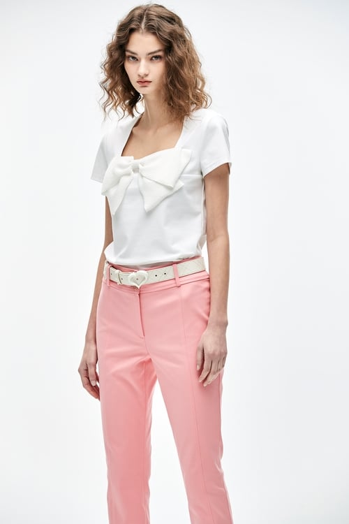 Pink Slim Fit Pants,Skinny pants,Skinny pants