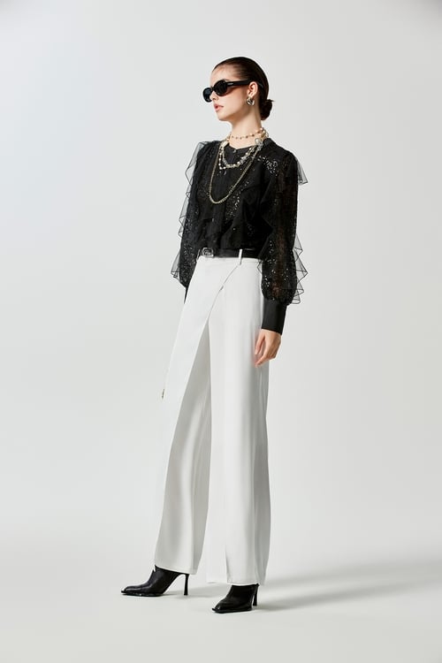 Asymmetric Wide Leg Pants,Tailored pants