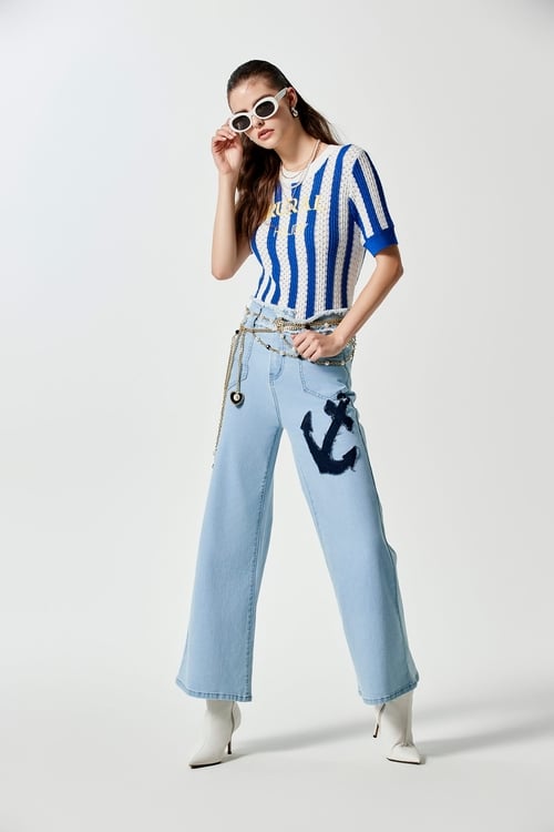 Anchor Logo Wide Leg Jeans,Wide-leg jeans