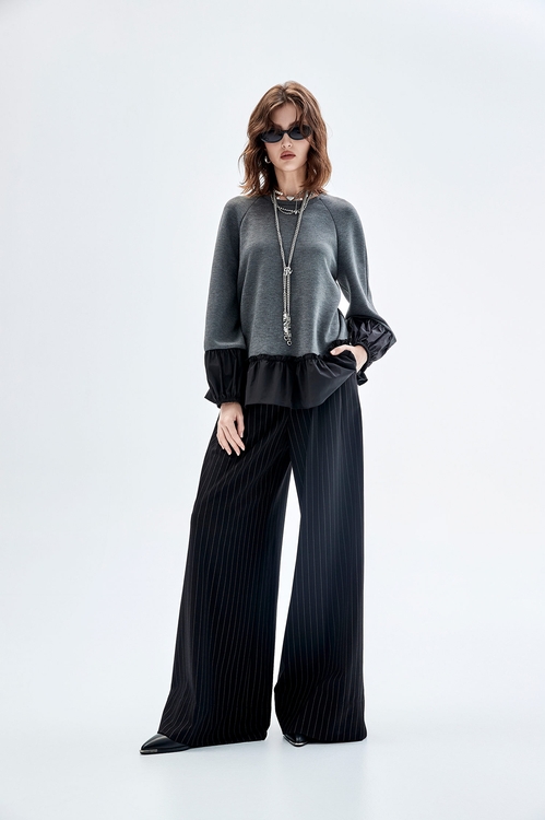 Pinstripe Wide Leg Pants,Culottes,Culottes