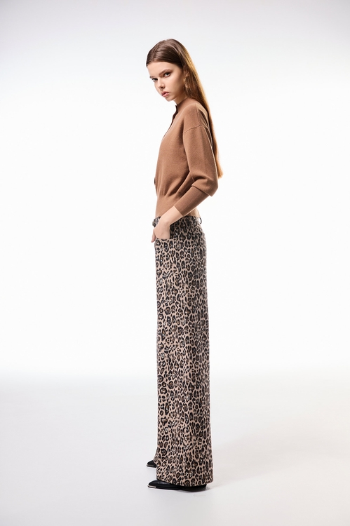 Leapard Print Wide Leg Jeans,Culottes,Culottes