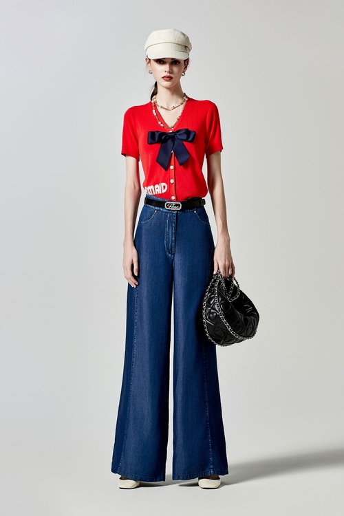 Wide Leg Soft Denim Pants,Wide-leg jeans