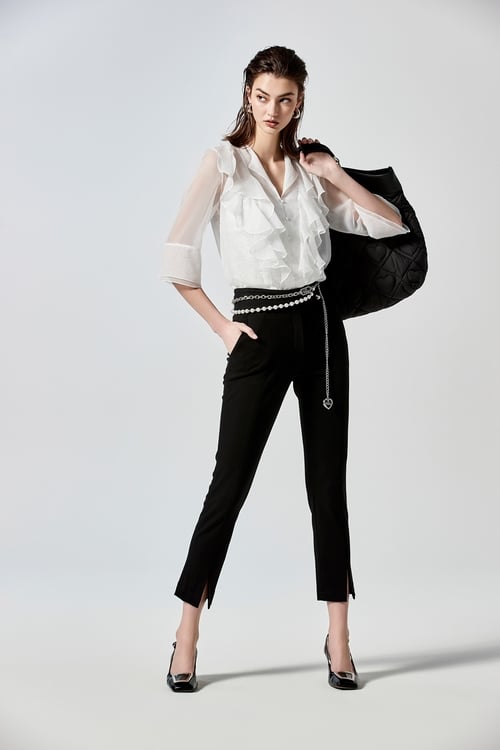 Front Slit Basic Fitted Pants,Skinny pants,Skinny pants