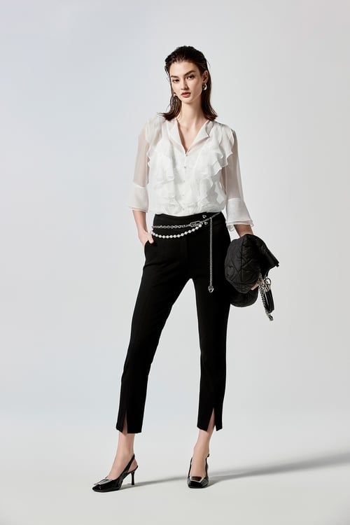 Front Slit Basic Fitted Pants,Skinny pants,Skinny pants