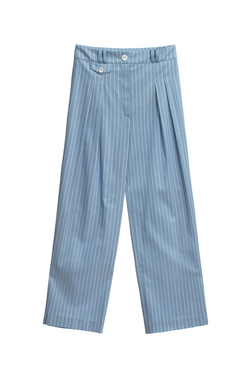 Pinstripe Wide Leg Pants,Stripe