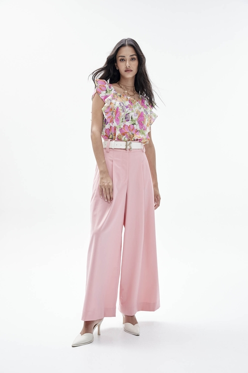 Pink Wide Leg Pants,iROO LIVE