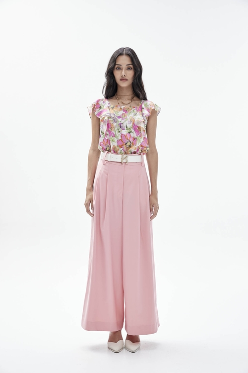 Pink Wide Leg Pants,iROO LIVE