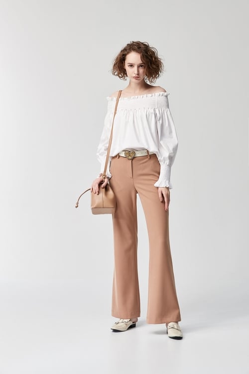 Khaki Boot Leg Pants,Tailored pants