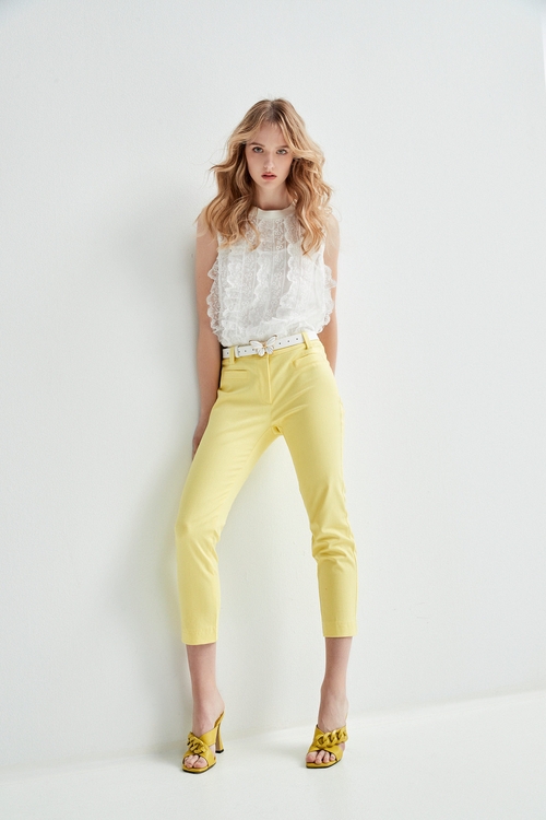 Slim Fit Yellow Pants,Skinny pants,Skinny pants