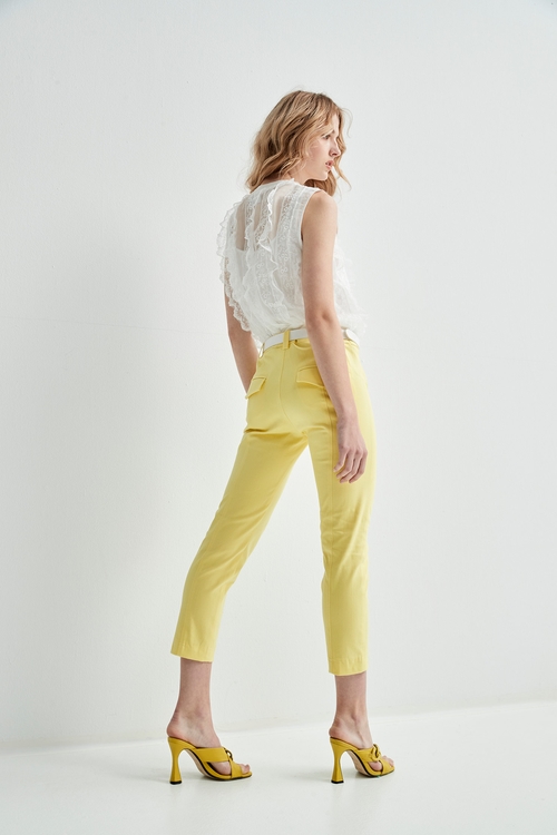 Slim Fit Yellow Pants,Skinny pants,Skinny pants