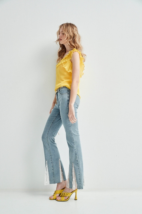 Boot Leg Jeans With Lace,Bell-bottoms,Bell-bottoms,Bell-bottoms