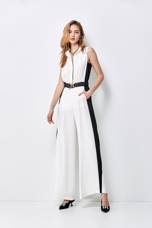 Sleeveless Contrast Jumpsuit,pants,Pants