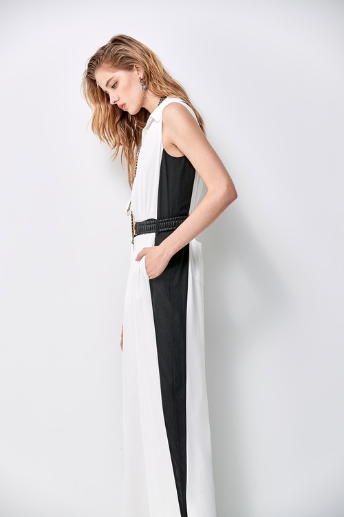 Sleeveless Contrast Jumpsuit,Pants