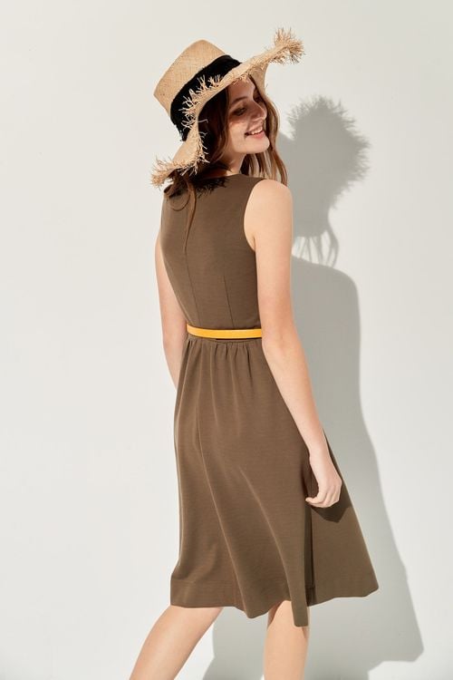 Sleeveless Belted Dress,goodlucknewyear