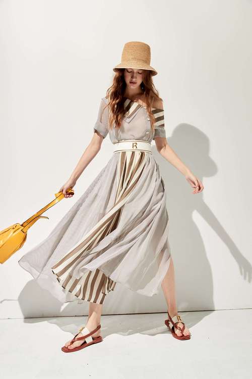 Asymmetric Collar Contrast Maxi Dress,Short sleeve dresses