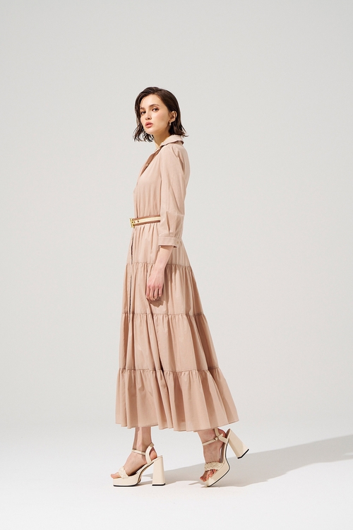 Button Front Basic Shirt Dress,Layered skirts