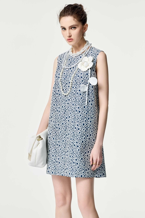 Hollow Out Embroidery Lace Sleeveless Dress,Lace