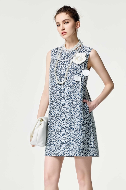 Hollow Out Embroidery Lace Sleeveless Dress,Lace