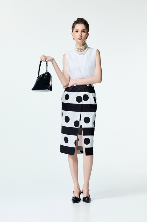 Stripe With Polka Dot Print Sleeveless Dress,Season (SS) Look