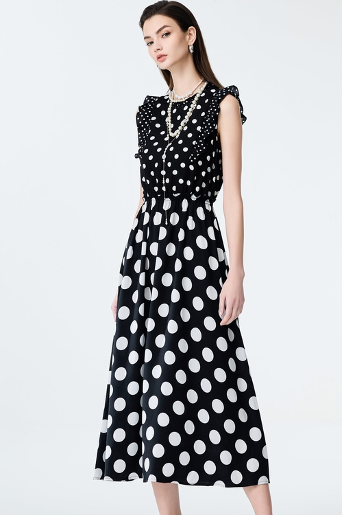 Polka Dot Sleeveless Dress,Season (SS) Look