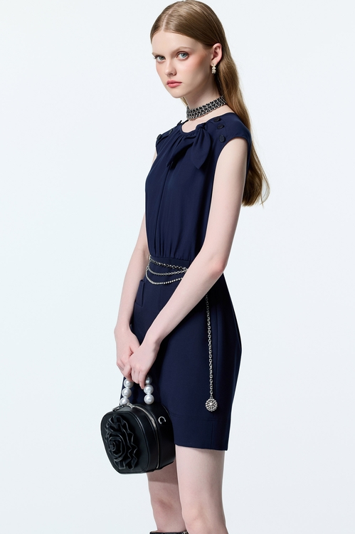 Navy Sheath Dress With Bow Detail,,Navy Sheath Dress With Bow Detail,Dresses,Season (AW) Look,Valentine