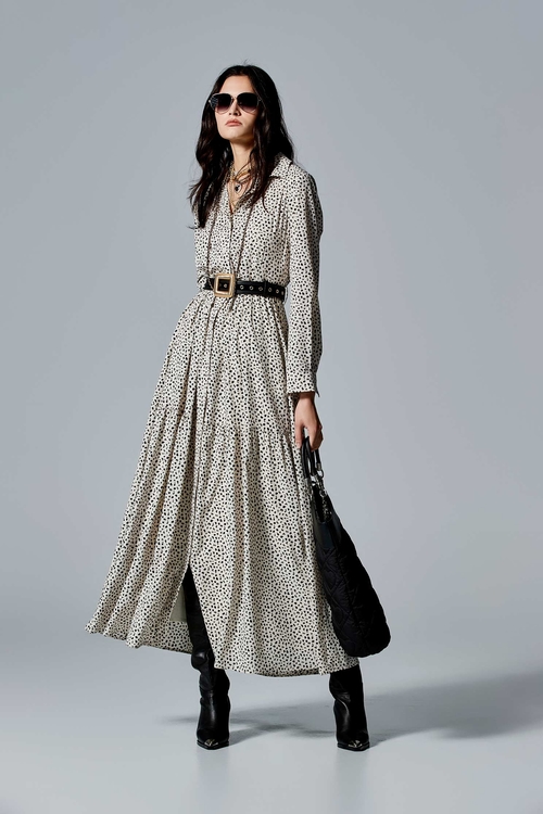 Small Leopard Print Long sleeve Shirt Dress,Maxi dresses