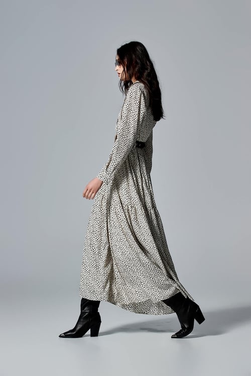 Small Leopard Print Long sleeve Shirt Dress,Maxi dresses