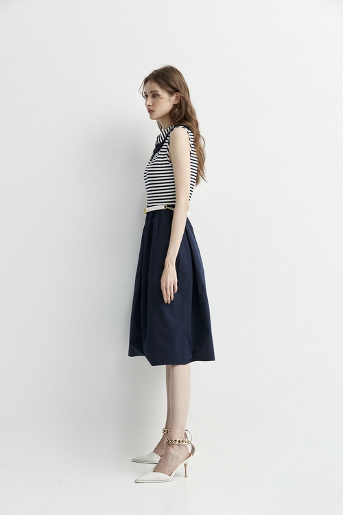 Sleeveless Splicing Dress With Peter Pan Collar,mothergift