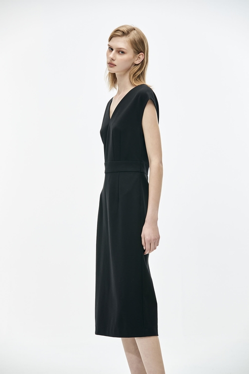 V-Neck Basic Black Dress,Evening dresses