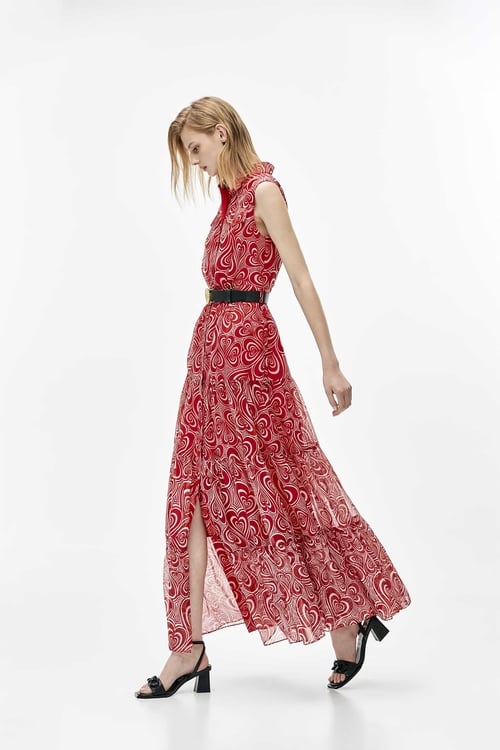 Printed Red Heart Sleeveless Dress,Printed dresses