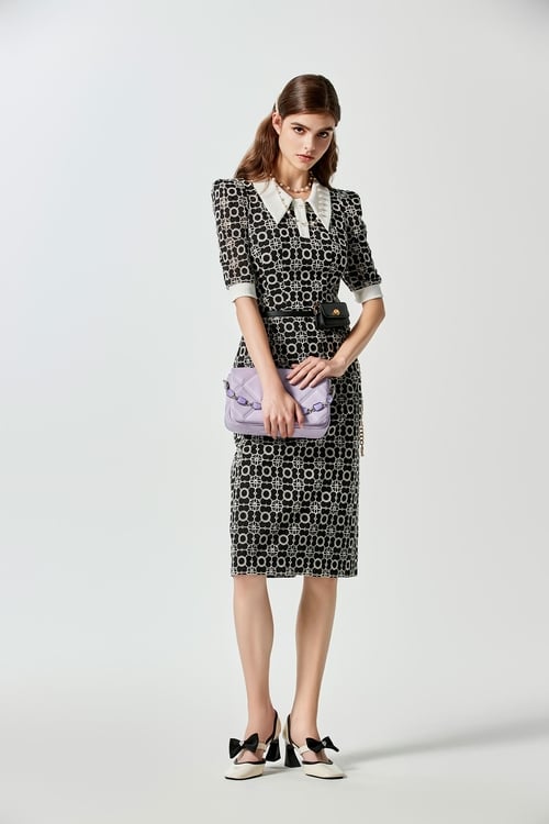 Floral Embroidery Classic Collar Dress,Embroiderd dresses