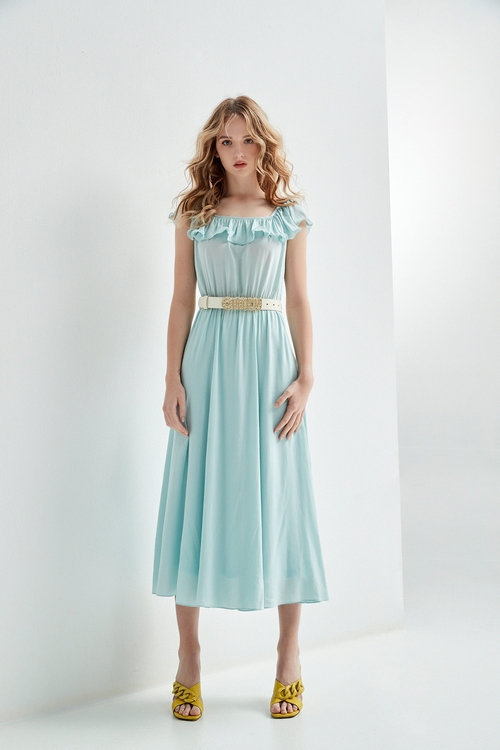 Sky Blue Ruffle Dress,Maxi dresses