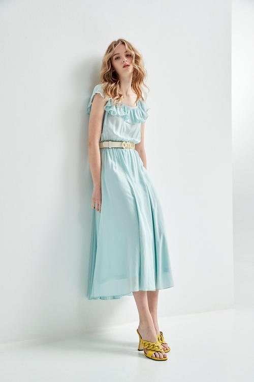 Sky Blue Ruffle Dress,Maxi dresses