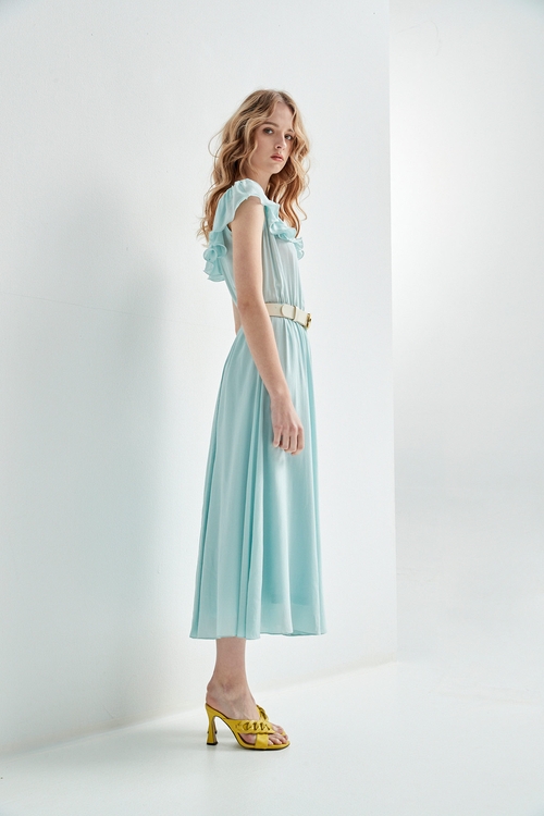 Sky Blue Ruffle Dress,Maxi dresses