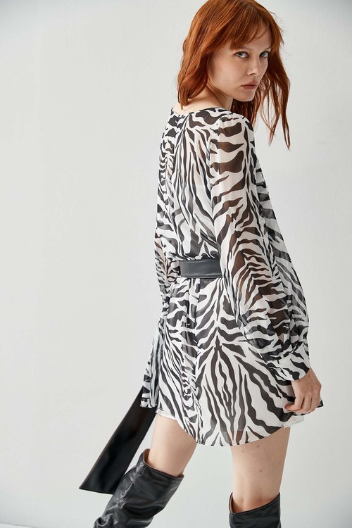 Zebra Print Chiffon Dress,Thin straps