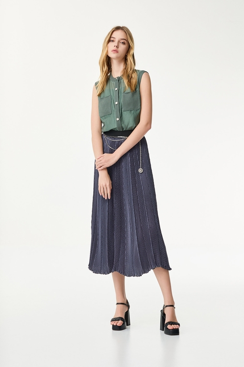 Button Front Rib Trim Detail Vest,sleeveless tops,sleeveless tops,Sleeveless tops,sleeveless tops